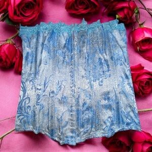 * Leg Avenue medium floral Blue Corset with floral appliqué boning structure